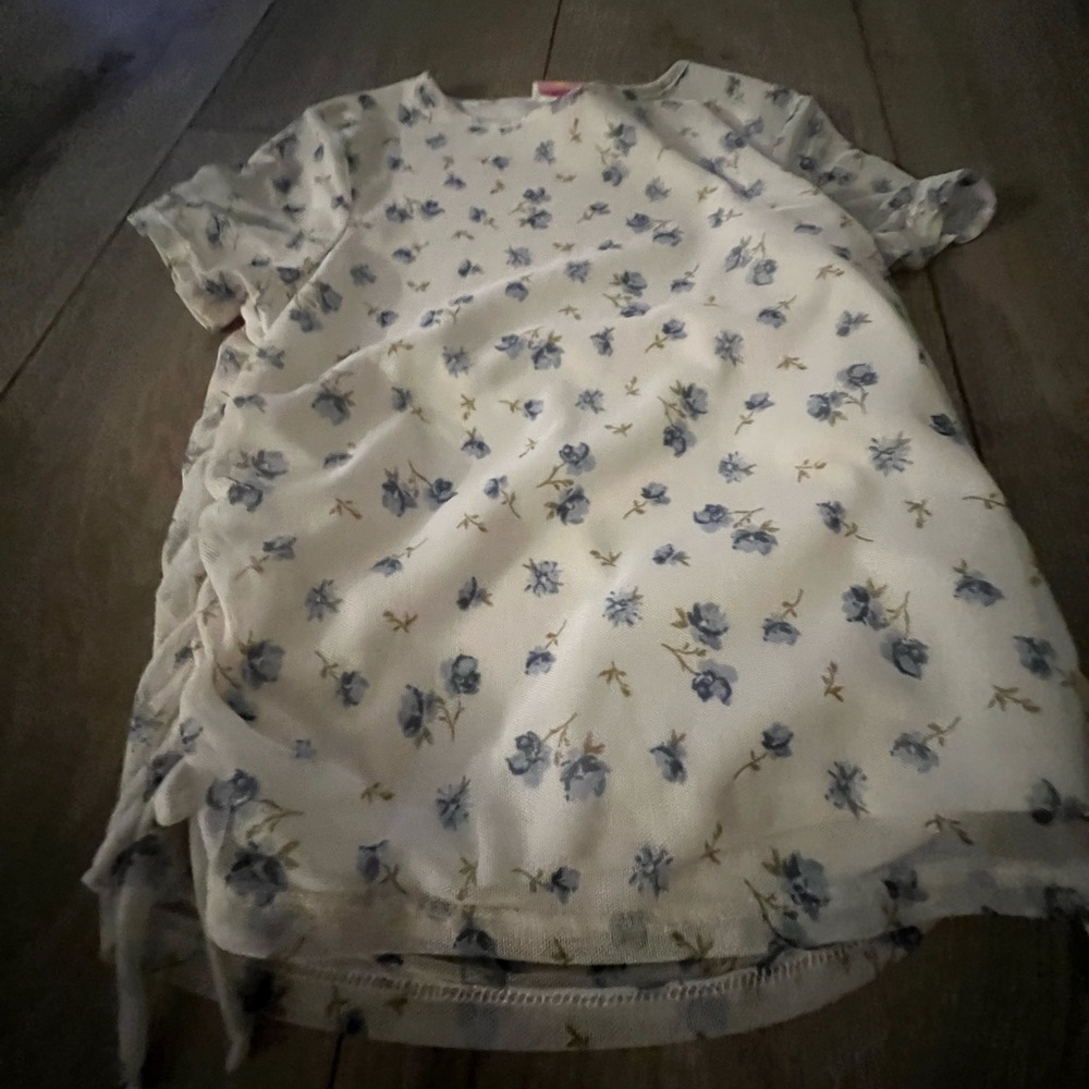 Belle Du Jour Floral Kids Blouse - Blue and White